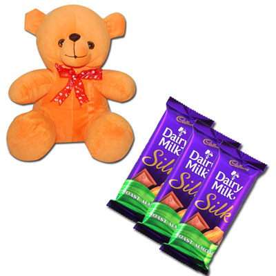 "Teddy Bear Orange -BST 9103, Cadbury Dairy Milk Silk Roast Almond - Click here to View more details about this Product